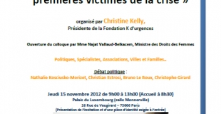 Colloque Familles monoparentales : premières victimes de la crise, 15 nov. 2012 à Paris